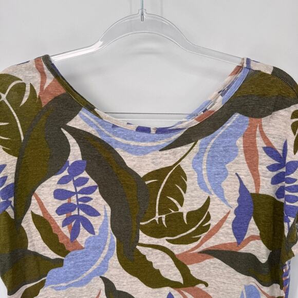 C&C California‎ Tropical Beachy Top Womens Medium White Linen Button Back - Picture 2 of 7